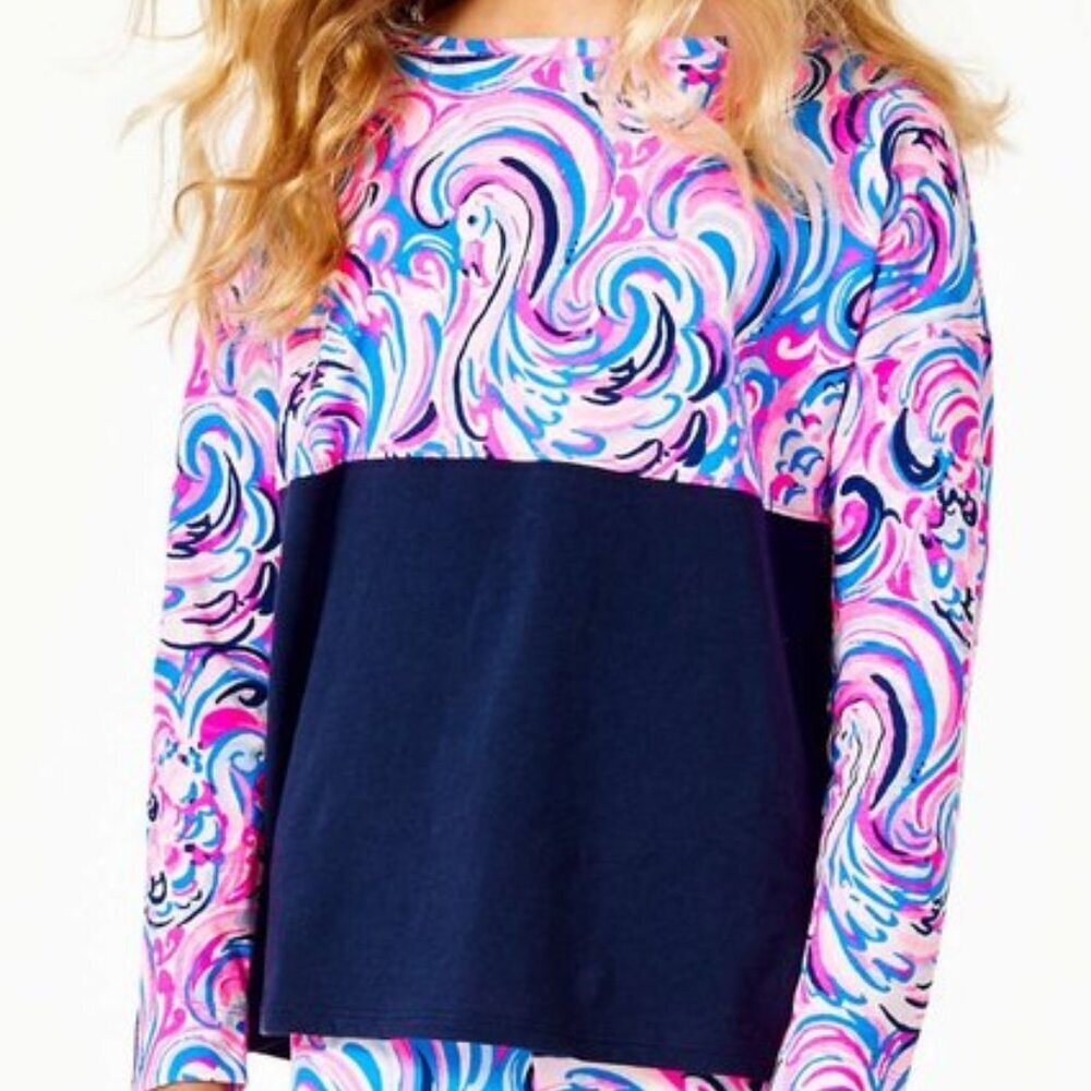 Lilly Pulitzer Finn top Raz Berry Flamingoals size large NWOT
